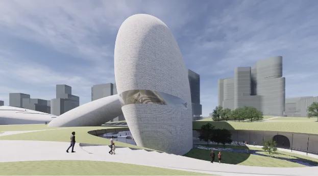 深圳灣文化廣場項(xiàng)目‘巨石’造型顯現(xiàn),預(yù)計(jì)2025年建成